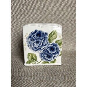 LENOX Blue Floral Garden by Louise Le Luyer Tissue Box Holder Bathroom Ceramic